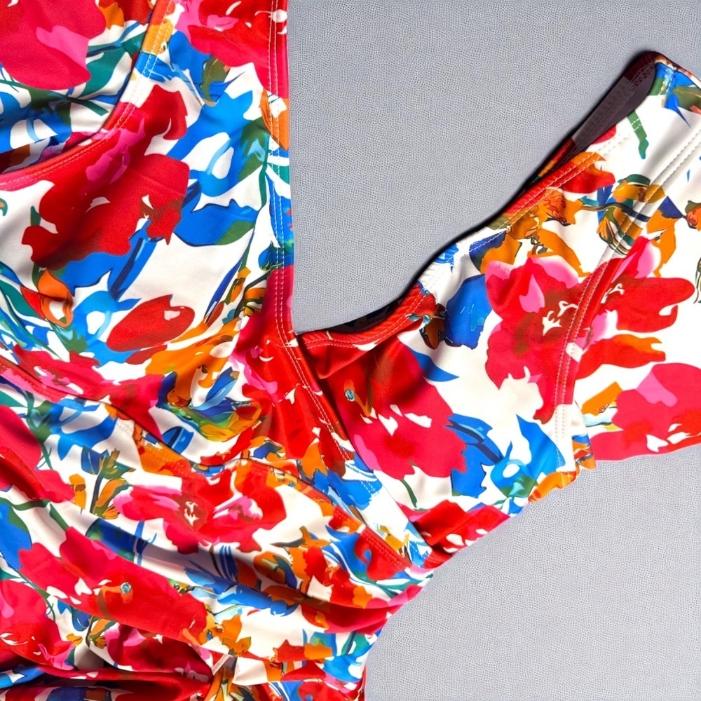 Colorful Floral Swimdress Medium NWOT Tummy Control One Piece Swimwear - Picture 11 of 12